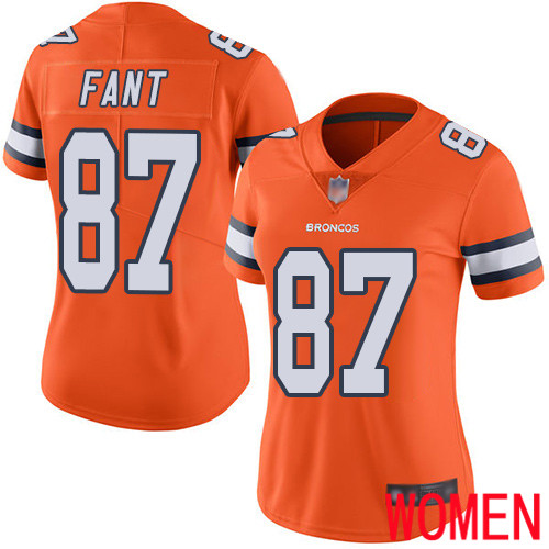 Women Denver Broncos #87 Noah Fant Limited Orange Rush Vapor Untouchable Football NFL Jersey